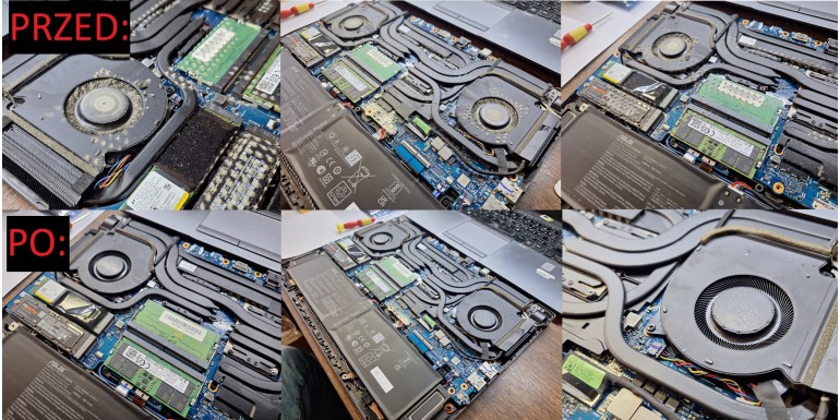 Czyszczenie układu chłodzenia i wnętrza laptopa gamingowego ASUS ROG G513R