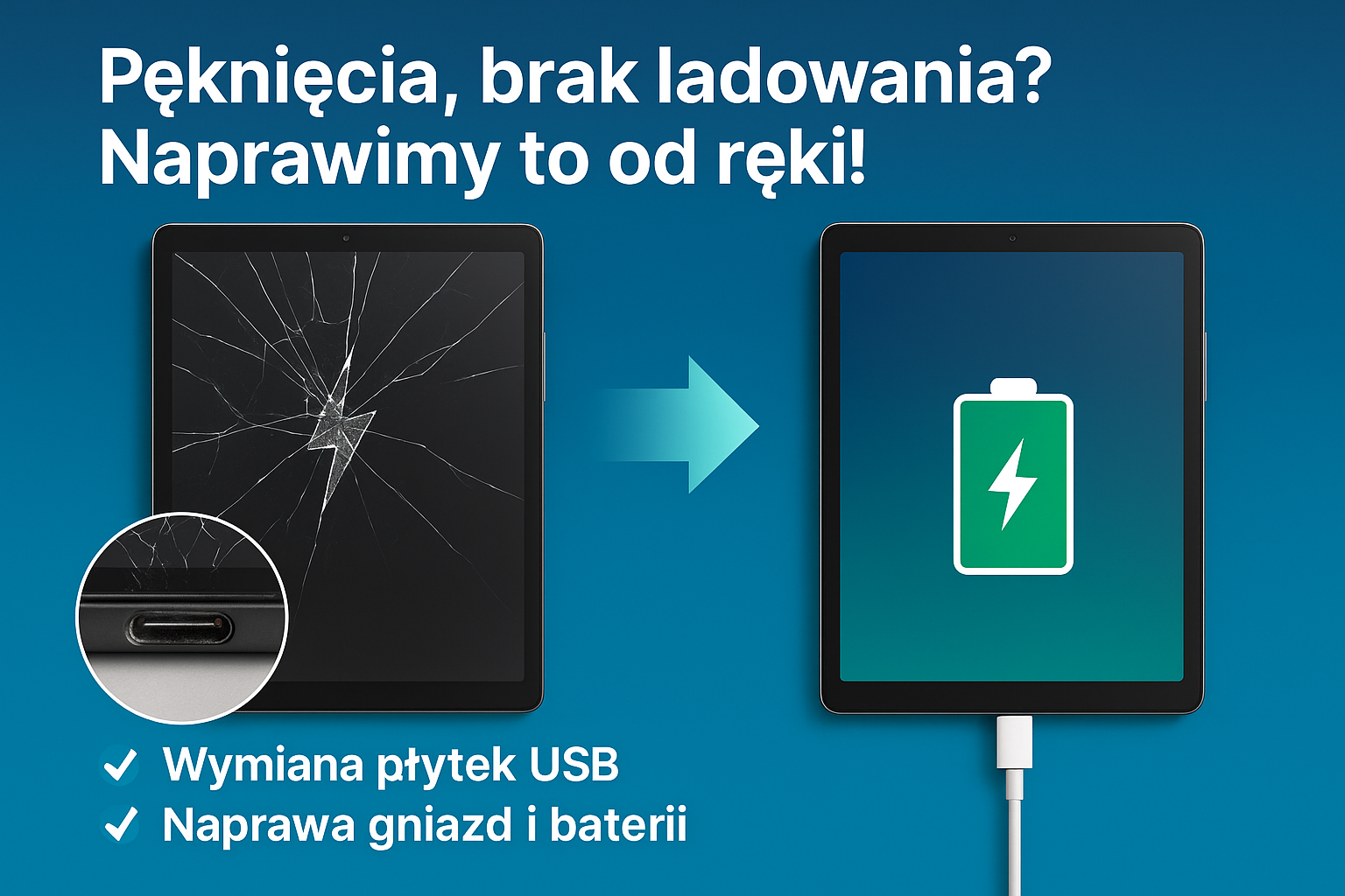 “Pęknięcia, brak ładowania? Naprawimy to od ręki!”